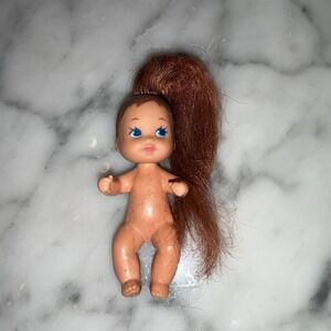 Vintage Barbie Baby Krissy Infant Doll With Long Dark Brown Rooted Hair 90s